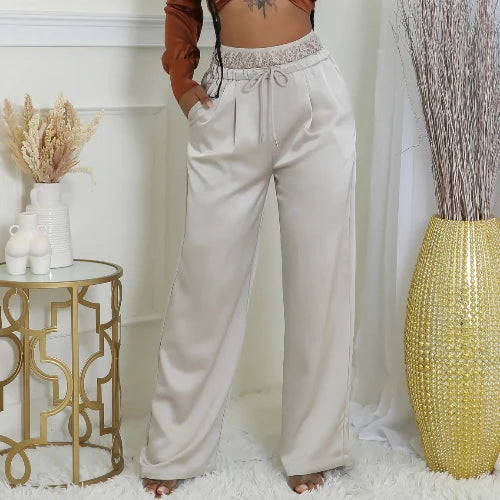 FASHION BEIGE LACE PANT